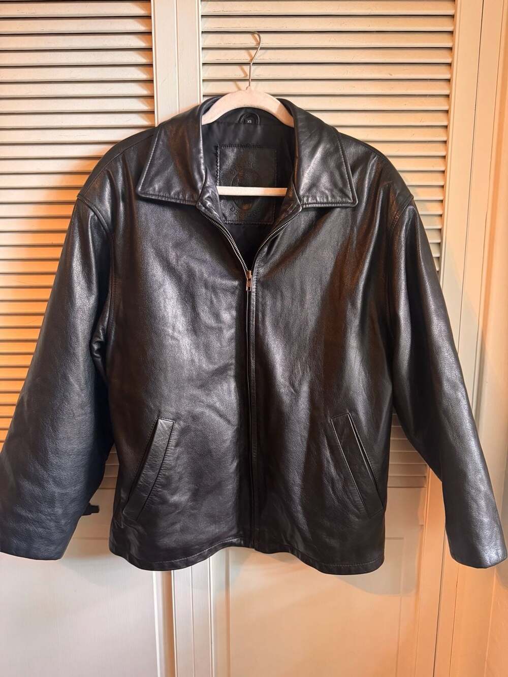 Etrusca Designs Black Genuine Leather Jacket Full Zip Size XS